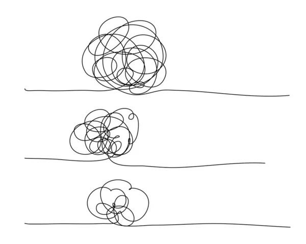 Tangles Linhas Rota Confusas Difíceis Conceito Decisão Complexo Curva Doodle — Vetor de Stock