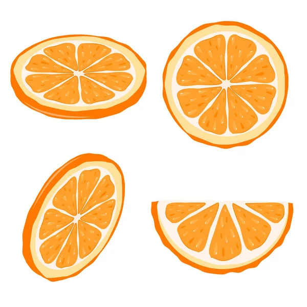 Illustration Vectorielle Tranches Orange Isométrie Isolées Sur Fond Blanc — Image vectorielle