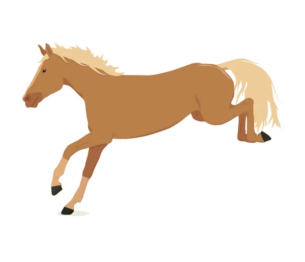 Ilustrasi Vektor Dari Kuda Berlari Dan Melompat Dengan Warna Krem - Stok Vektor
