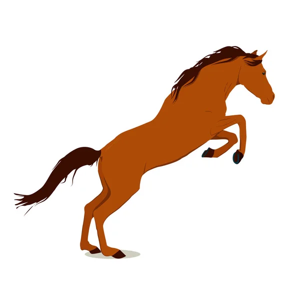 Vector Illustration Running Jumping Horse Brown Color Isolated White Background — Stock Vector