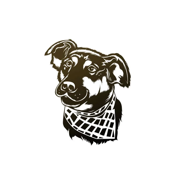 Hond hoofd vector schets op een witte achtergrond. Vectorlogo en icoon — Stockvector