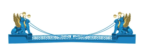St. 圣彼得堡城市标志, 俄罗斯。银行桥梁与翼狮子地标剪影, 格里博耶多夫运河看法。俄罗斯的城市背景。圣彼得堡街头偶像 免版税图库插图