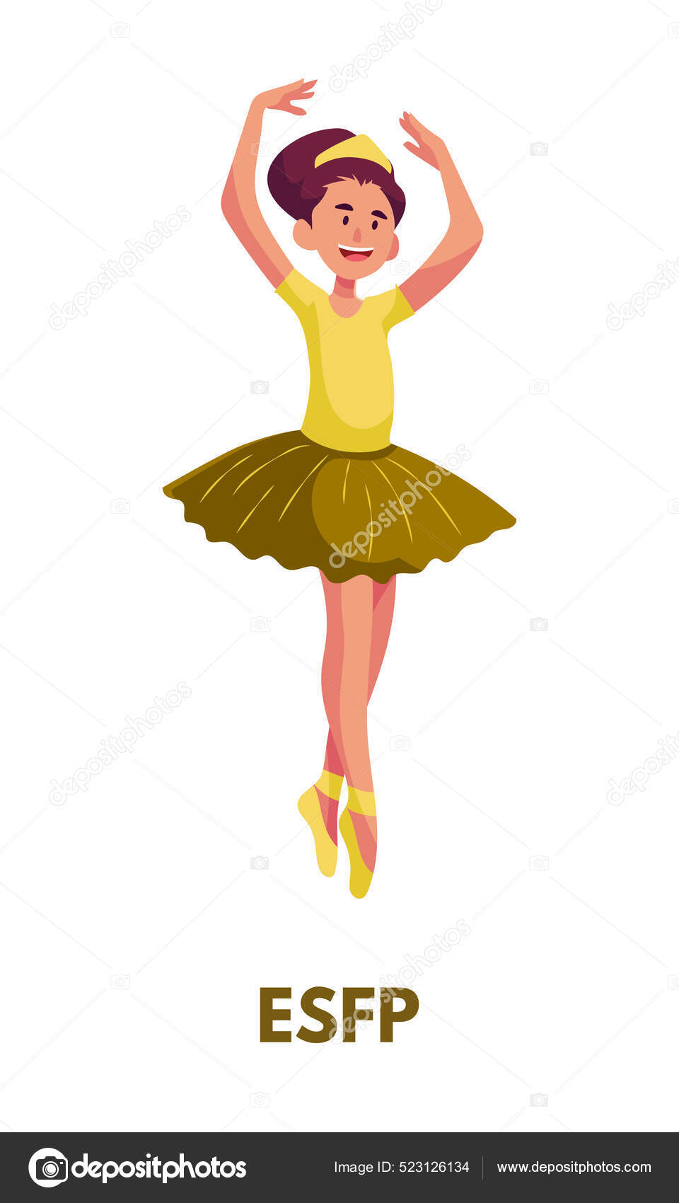 Mujer Animadora Bailarina Vestida Tutú Amarillo Con Ropa Ballet