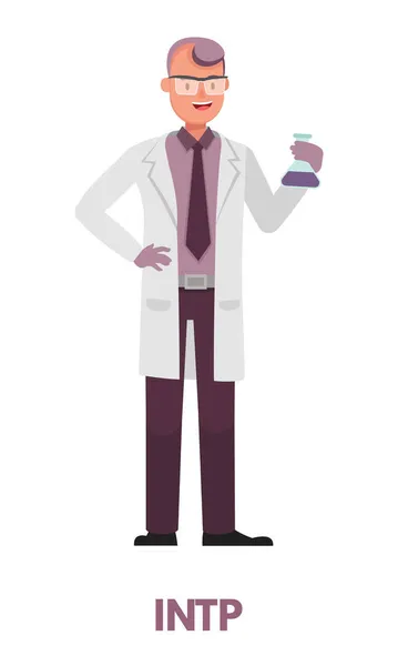 Scientist Logician Man Purple Clothing Represents Intp Analyst Personality Type — Stock Vector