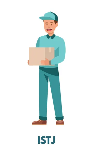 Delivery Man Blue Suit Represents Istj Sentinels Personality Type Mbti — Stock Vector