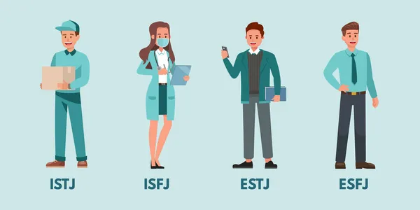 Set Sentinels Character Type Man Woman Different Job Based Mbti — Stock Vector