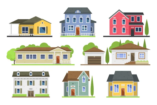Set Modern House Different Color Construction Urban Real Estate Assets Royalty Free Stock Vectors