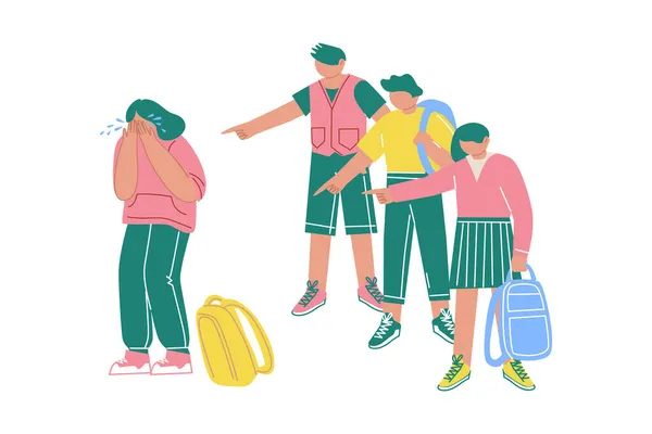 Teenage Classmates Harassing Other Student Student Pointing Finger Bullying Victim Royalty Free Stock Illustrations