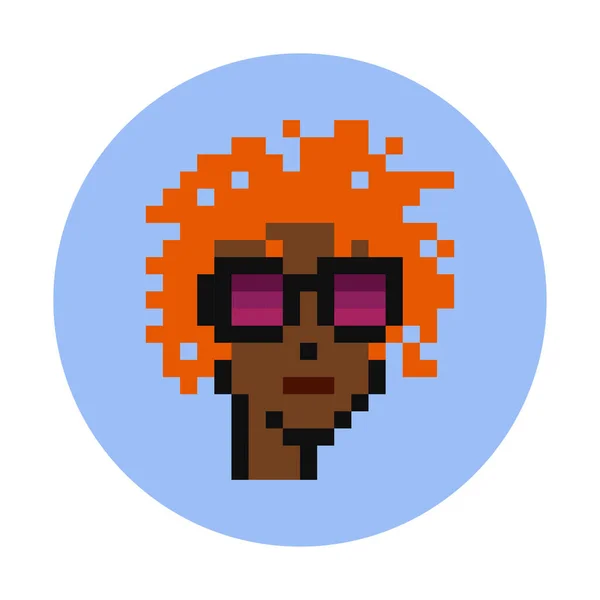 Cryptopunk Mujer Con Pelo Naranja Pixel Art Nft Token Fungible — Vector de stock