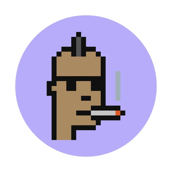 Cryptopunk Mohawk Fumando Punk Pixel Art Nft Token Não Fungível — Vetor de Stock