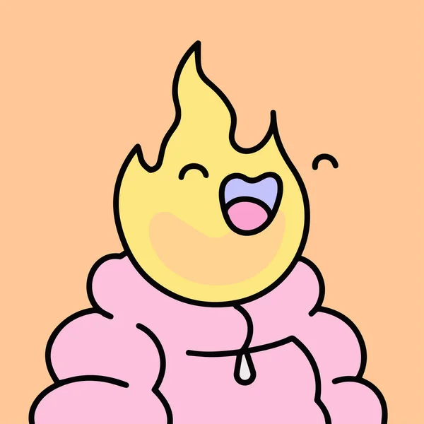 Doodles Character Flame Head Wearing Pink Bomber Jacket Nft Art — Vetor de Stock