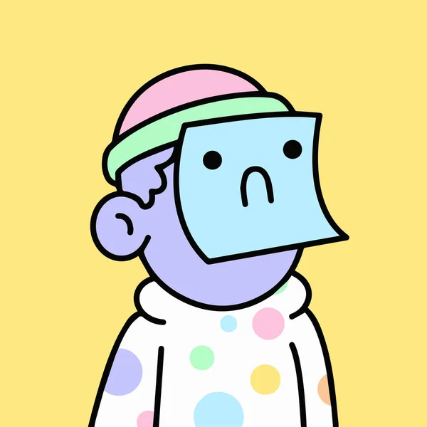 Персонаж Doodles Фіолетовий Чоловік Сумному Пості Відзначає Емоції Обличчі Полікадовій — стоковий вектор