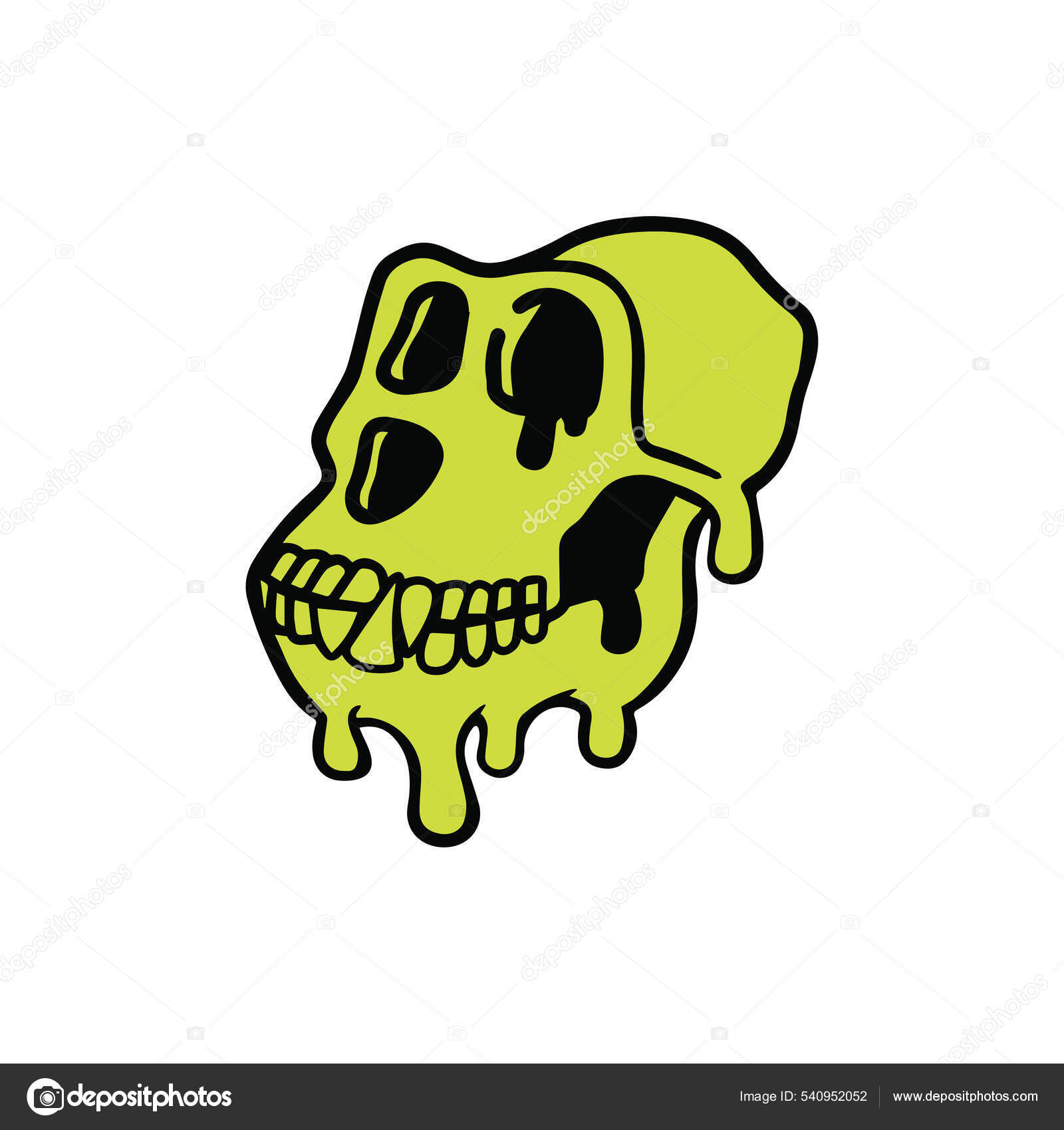 Mutant Ape Yacht Club Nft Logo Lime Monkey Skull Mascot Векторное.