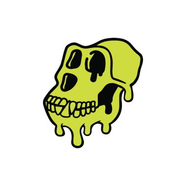 Mutant ape yacht club NFT logo. lime monkey skull mascot isolated on white background. Flat vector illustration