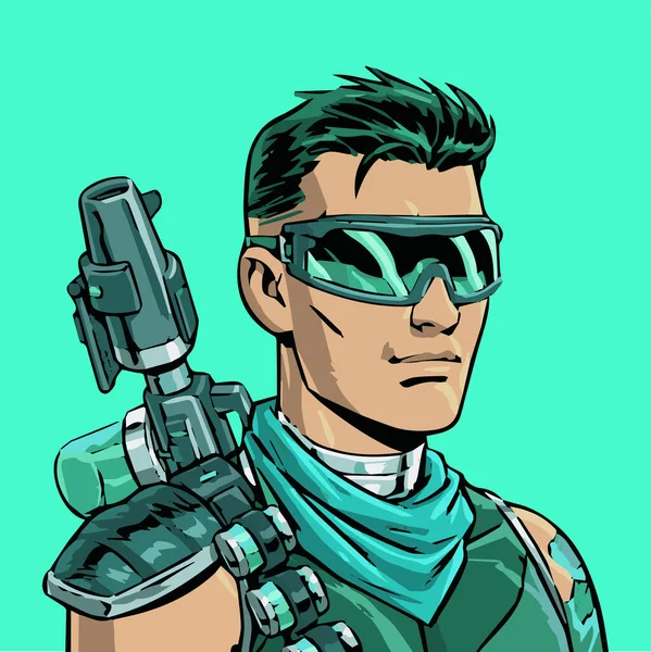 Metahero Universe Character Noxious Nft Comic Superhero Wearing Green Suit — Stock Vector