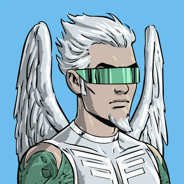Metahero Universe Character Aero Nft Artwork Comic Superhero Wings Vector — Stock Vector