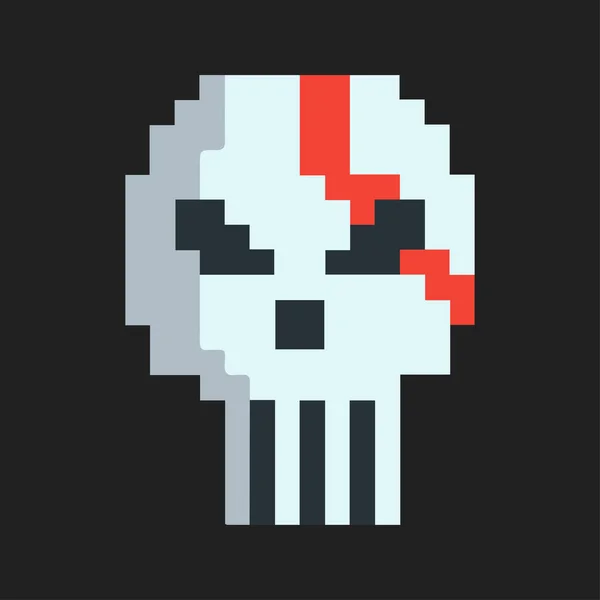 Cryptoskulls Nft Skull Red Stripes Bit Pixel Art Isolated Black — Vettoriale Stock