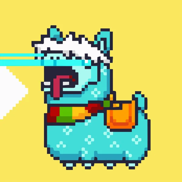 Pixel Art Alpacadabra Bleu Alpaga Tvn Bit Glace Froid Laser — Photo