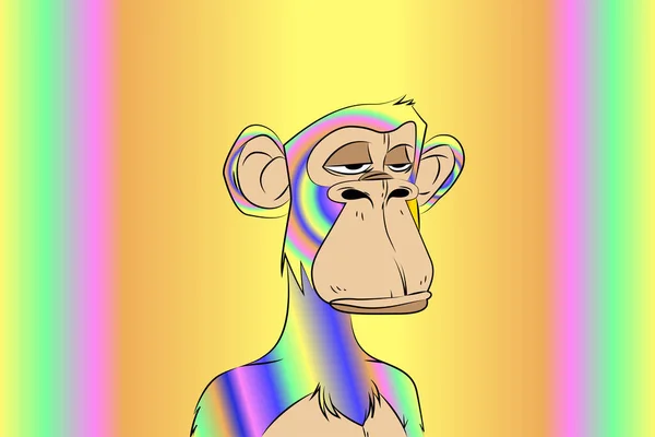 Tuhaf Renkli Sıkılmış Maymun Yat Kulübü Nft Sanat Eserleri Gazete — Stok fotoğraf