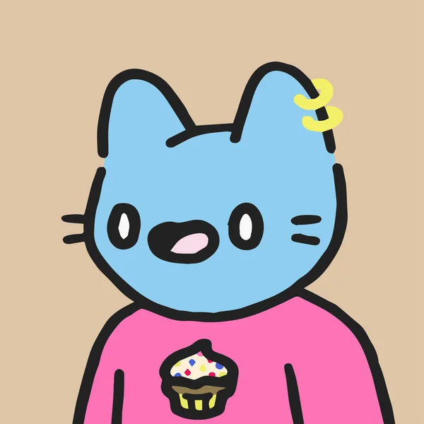 Cool Cats Nft Variante Illustration Chat Bleu Avec Chemise Muffin — Image vectorielle