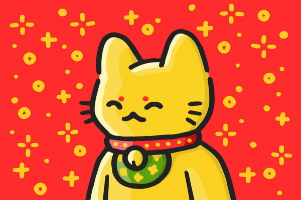 クールな猫 Nft Artworks Variant 金色の猫のイラスト 中国の新年2022子猫 ブロックチェーンベースのアート — ストック写真