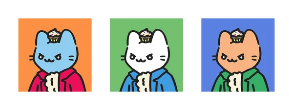 Nft Artwork 콜렉션 그림에 머핀을 고양이 Blockchain Based Art — 스톡 벡터
