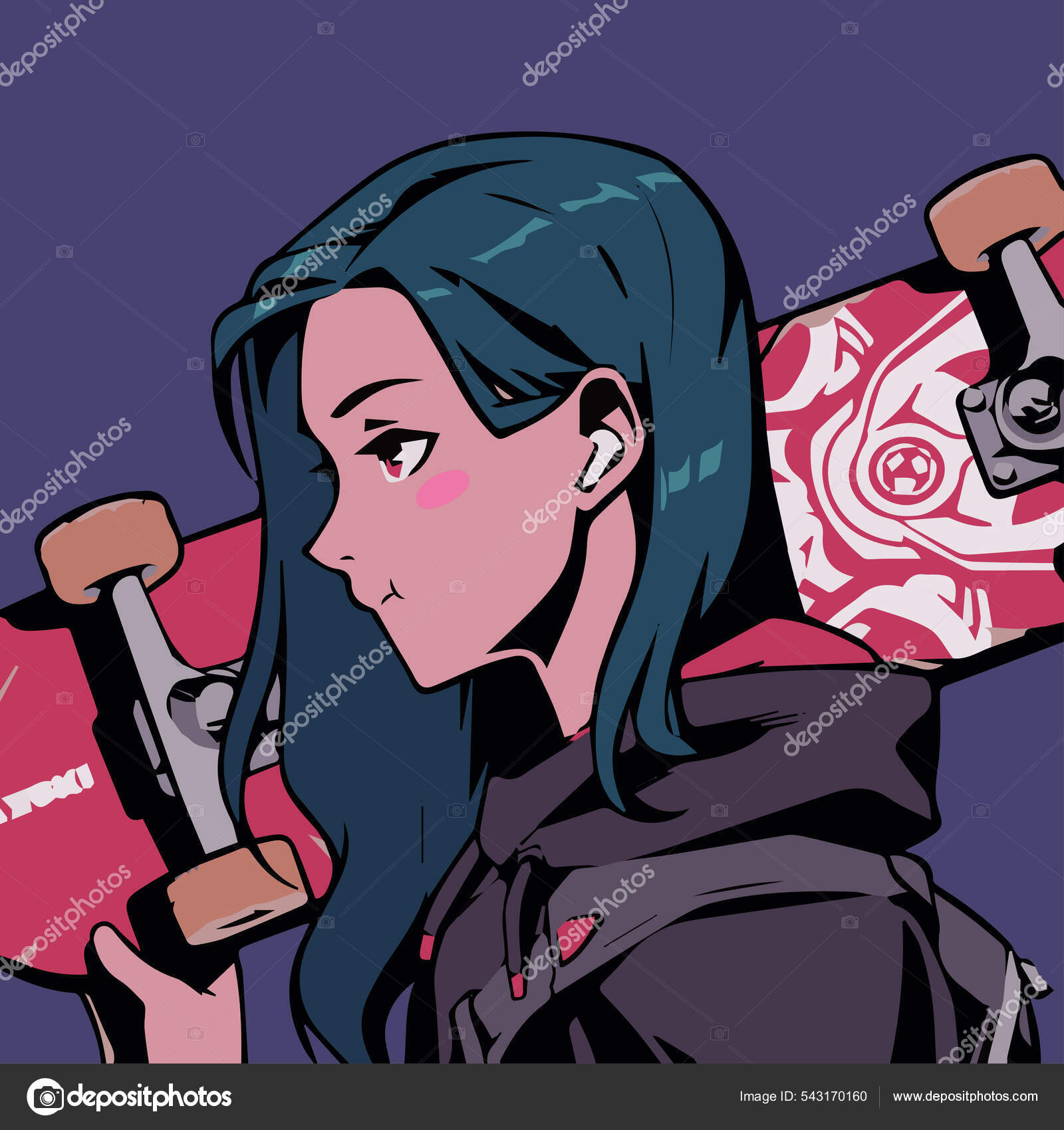 Menina de Anime no skate, skate de Menina de Anime