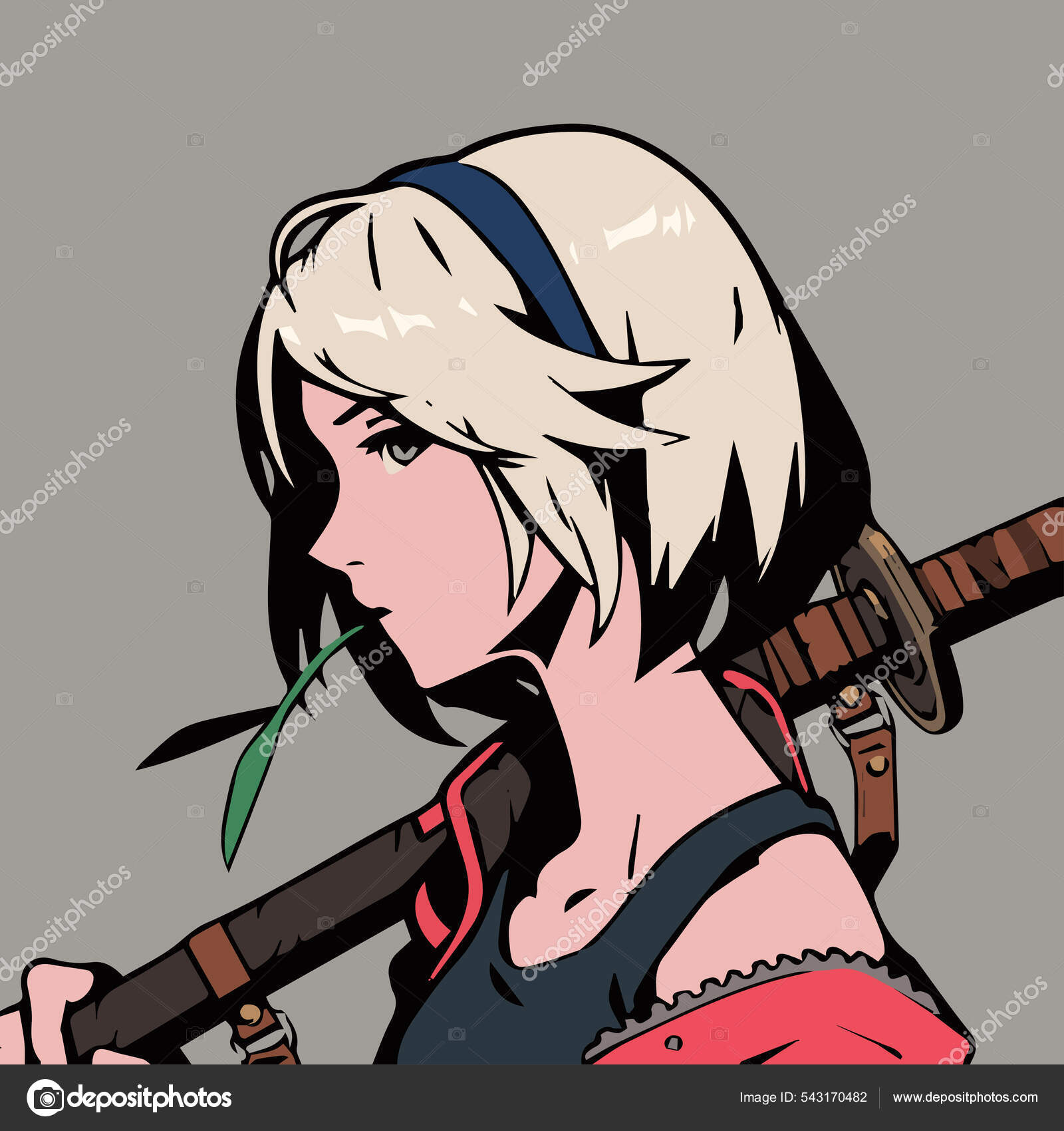 Desenho de personagem de avatar de menina de estilo anime de fundo