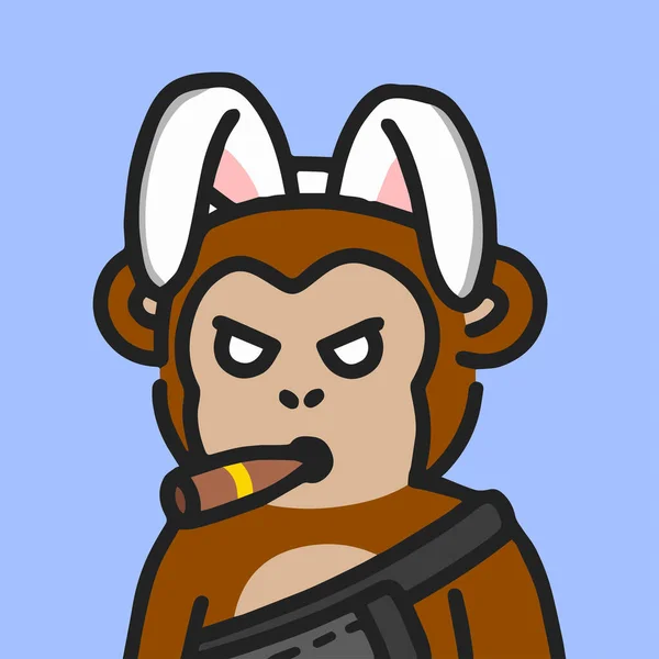 Cool Monke Genesis Charakter Nft Umělecké Varianty Opice Kloboukem Cigaretovou — Stockový vektor