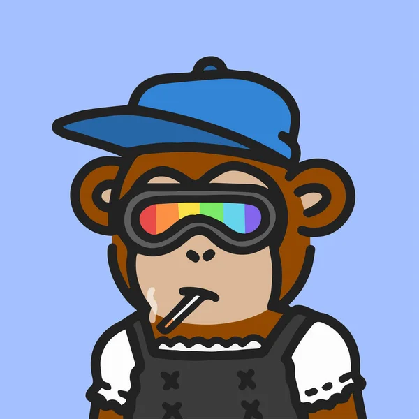 Cool Monke Genesis Charakter Nft Umělecké Varianty Opičák Duhovými Brýlemi — Stockový vektor