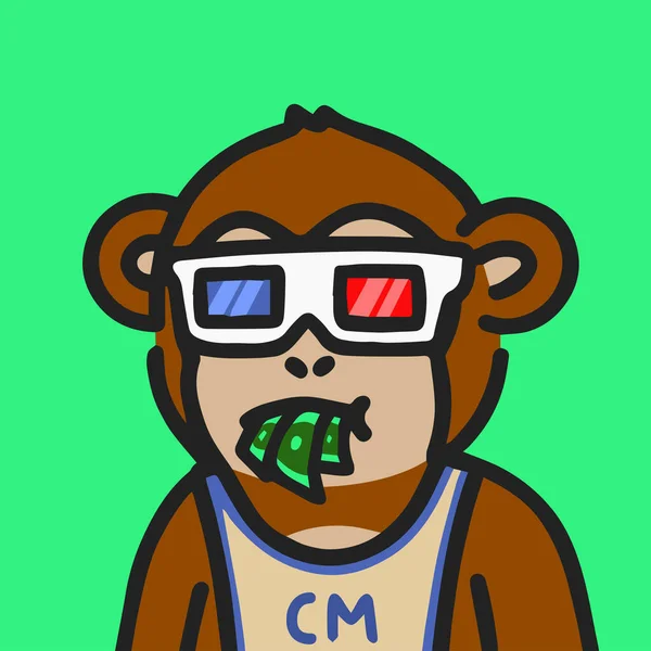 Cool Monke Genesi Personaggio Variante Arte Nft Scimmia Con Occhiali — Vettoriale Stock