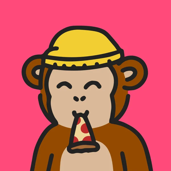Прохолодний Символ Генезису Мавпи Nft Художній Варіант Мавпа Їсть Піцу — стоковий вектор