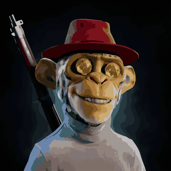Нудний Персонаж Мавпи Nft Мавпа Золотими Очима Рифлею Портретним Аватаром — стоковий вектор