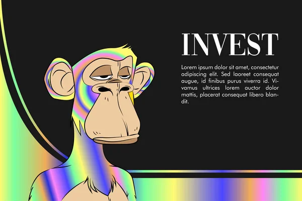 Nuda Opice Jachty Klub Nft Umělecké Varianty Trippy Opice Ilustrace — Stockový vektor