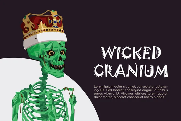 Wicked Cranium Karakter Nft Web Banner Vectorskelet Schedel Illustratie Verzamelobjecten — Stockvector