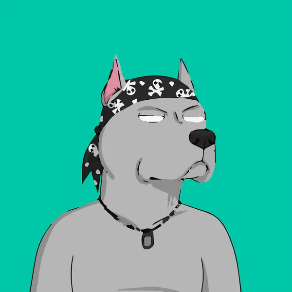 Câini Jgheaburi Caracter Nft Opere Artă Pitbull Poartă Ilustraţie Costume — Vector de stoc