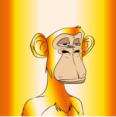 Altın arka planda sınırlı sayıda üretilmiş altın renkli maymun çeşidi. Maymun sıkılıyor. Yüksek talep NFT sanatı. Düz vektör illüstrasyonu
