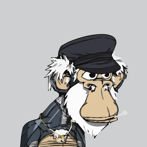 Büyükbaba Maymun Şehir Kulübü Karakteri Nft Koleksiyonu Sıkılmış Maymun Sanat — Stok Vektör
