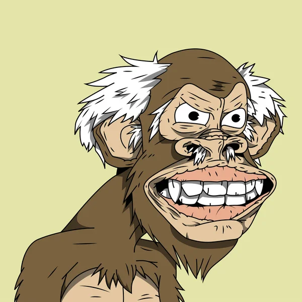 オリジナルおじいちゃん猿カントリークラブキャラクターNftコレクションアートワーク 古い茶色の退屈な猿の芸術の収集品 — ストックベクタ
