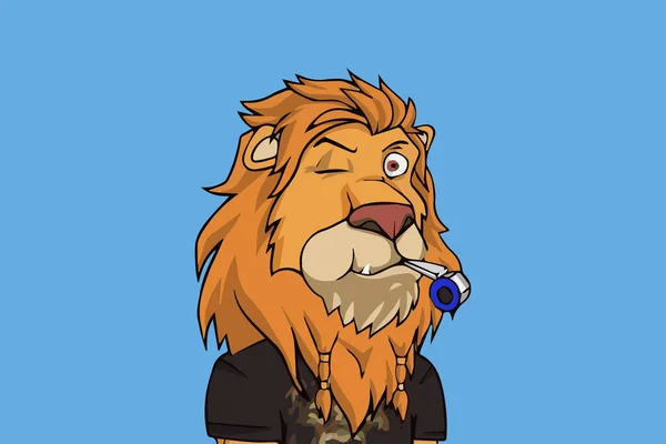Lazy Lions Personnage Illustration Nft Sur Fond Paysage Lion Portant — Photo