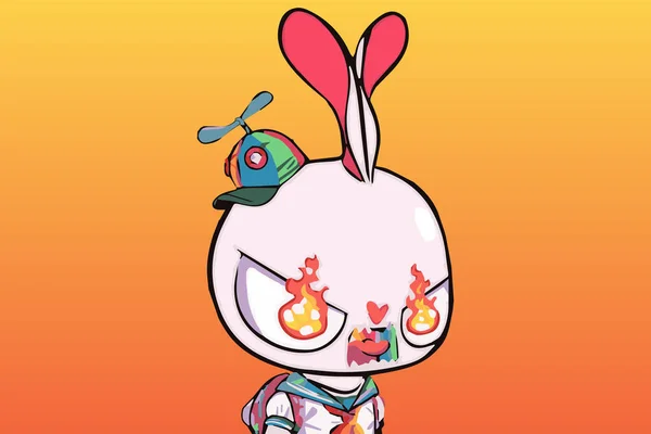 Coleção Arte Karafuru Bunny Personagem Nft Coelho Rosa Bonito Chamas — Fotografia de Stock