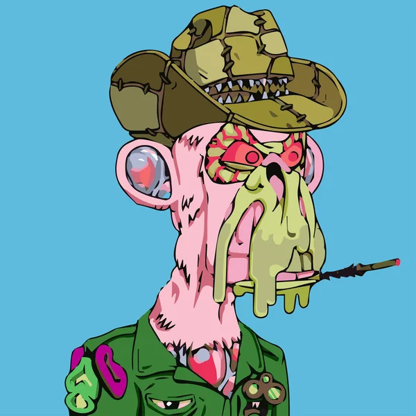 Melting Pink Mutant Ape Yacht Club Nft Artwork Unique Monkey — Stock Vector