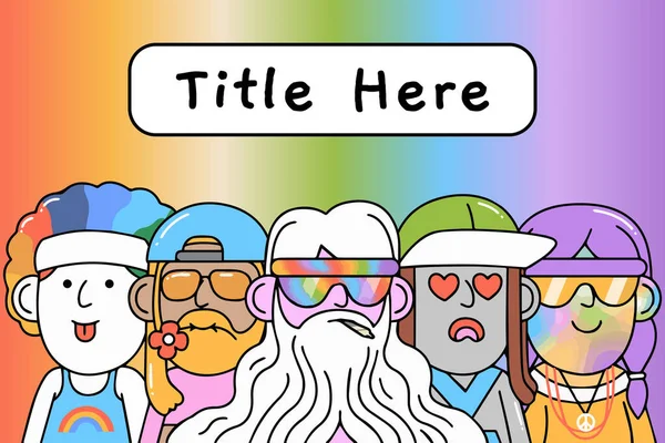 Dippies NFT 'nin karakter portresi çizimi. Nadir bulunan Dippie doodle NFT. Özellikleri ve gökkuşağı renkleri olan hippiler..