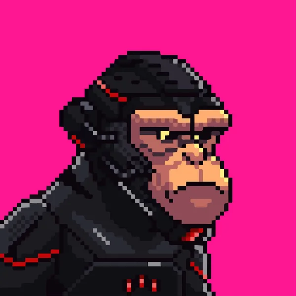 Galaktiska Apor Pixel Konst Nft Karaktär Bitars Gorilla Kostym Och — Stockfoto