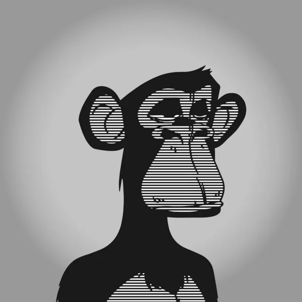 Club Voiliers Singes Noirs Blancs Illustration Singe Monochrome Isolé Objets — Image vectorielle