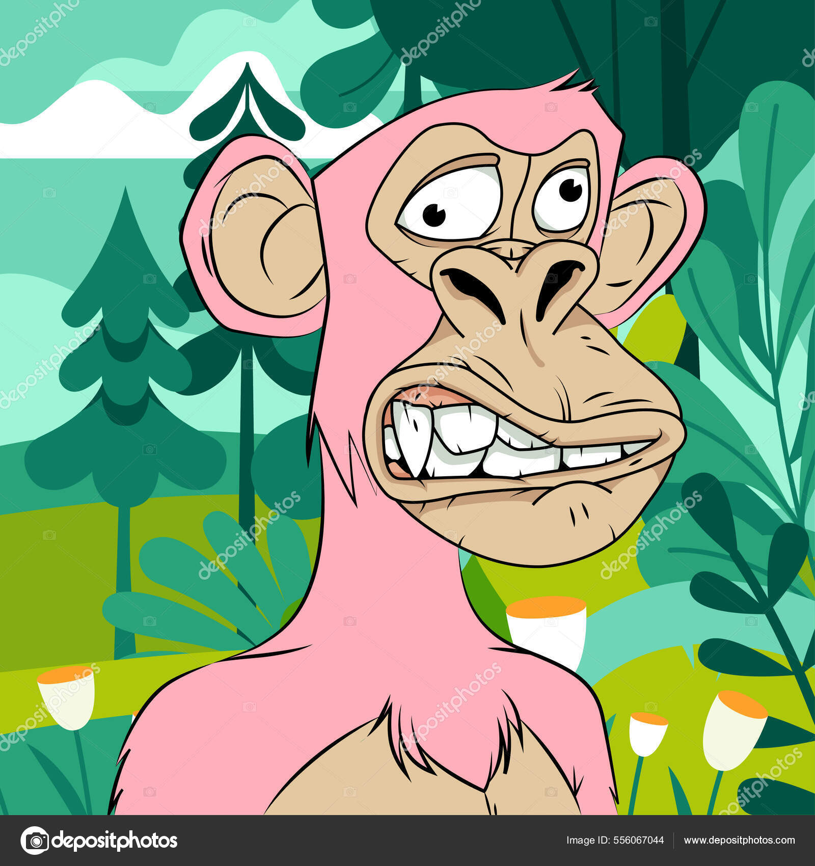 Baixe Adorável macaco de desenho animado com pele colorida e