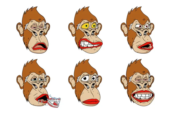 Woman Apes Expression Set Pfp Nft Eyes Mouth Traits Grandma — Vector de stock