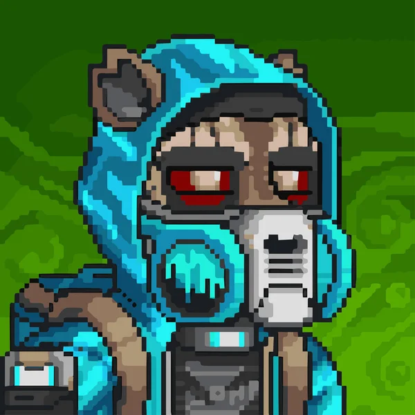 Personagem Pixel Art Animal Ilustração Pfp Animal Yin Yang Nft — Vetor de Stock