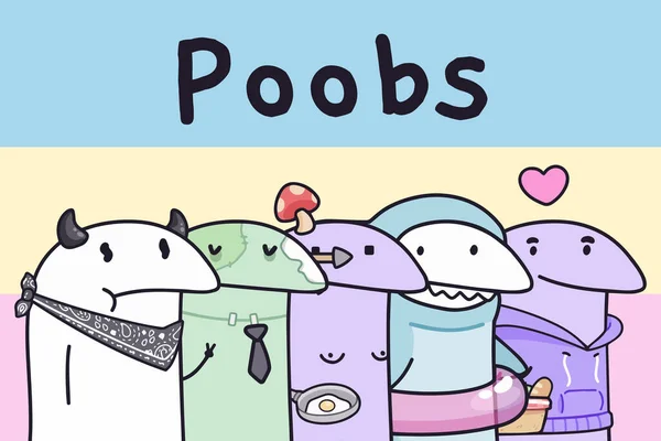 Illustration Mignon Personnage Doodle Poobs Nft Avatar Modèle Personnage Base — Photo