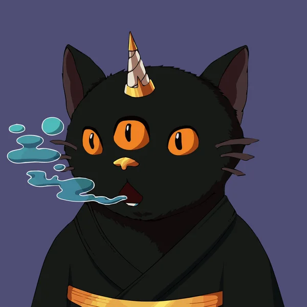 キタロチェシャー猫Nft ユニークな特徴を持つカスタムベースキティキャラクター — ストックベクタ